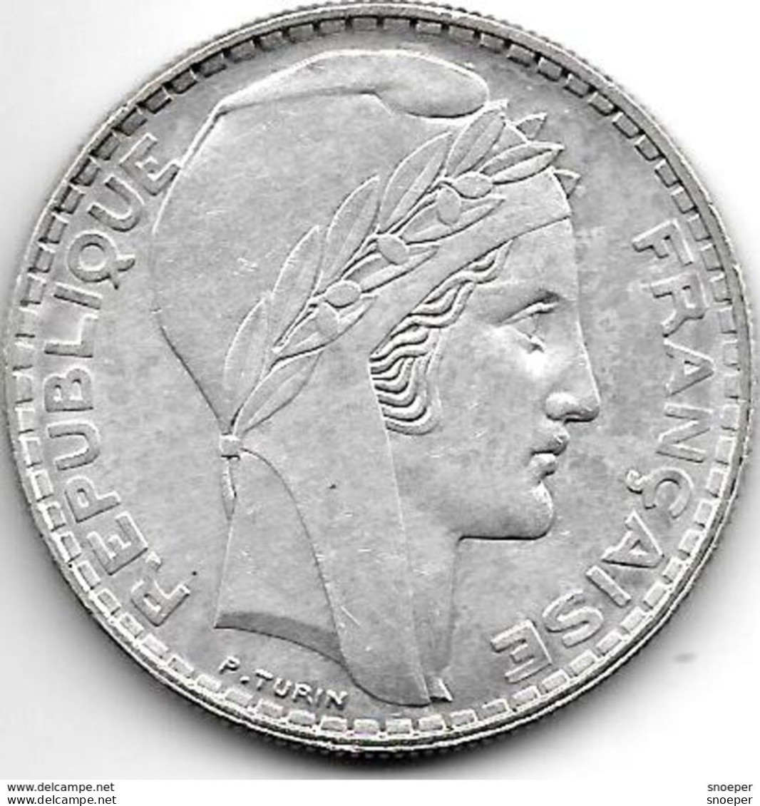 *france 20 Francs 1934  SL Km 879  Xf+ - 20 Francs