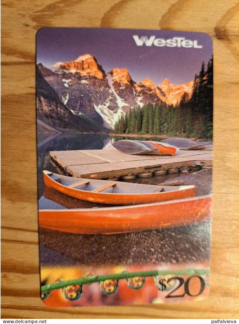 Prepaid Phonecard Canada, WesTel - Boat, Mountains - Kanada