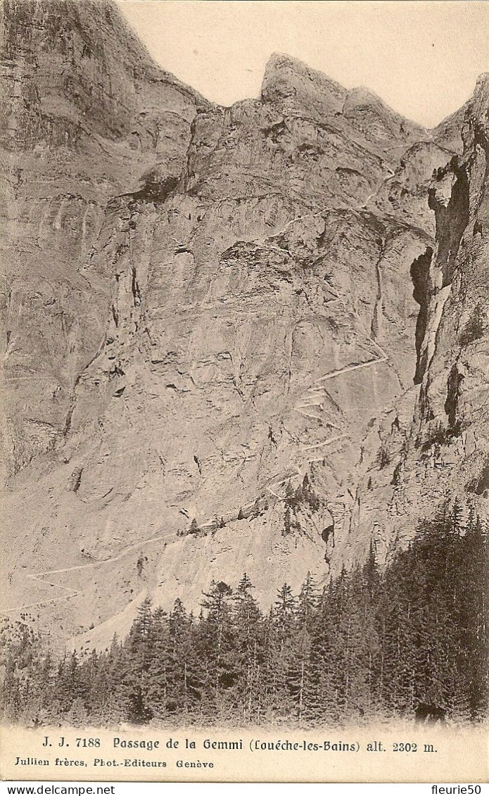 CH - Passage De La Gemmi (LOUÈCHE-LES-BAINS) Alt., 2302 M. Julien Frères, Phot.-Éditeurs  Genève. J. J. 7188 - Loèche-les-Bains