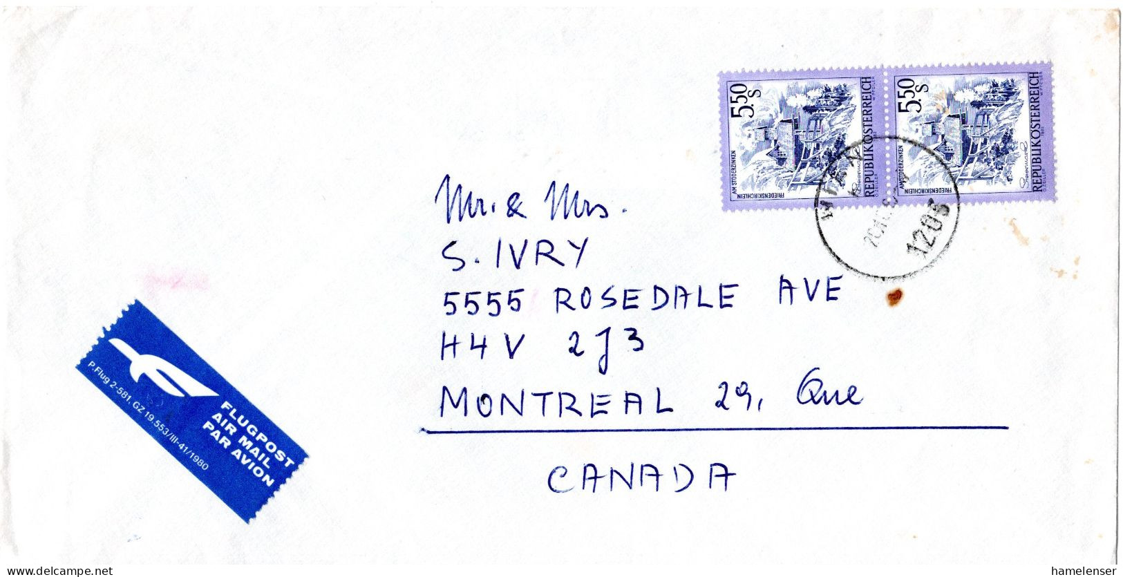 L73954 - Österreich - 1982 - 2@S5,50 Schoenes Österreich A LpBf WIEN -> Montreal, PQ (Canada) - Briefe U. Dokumente