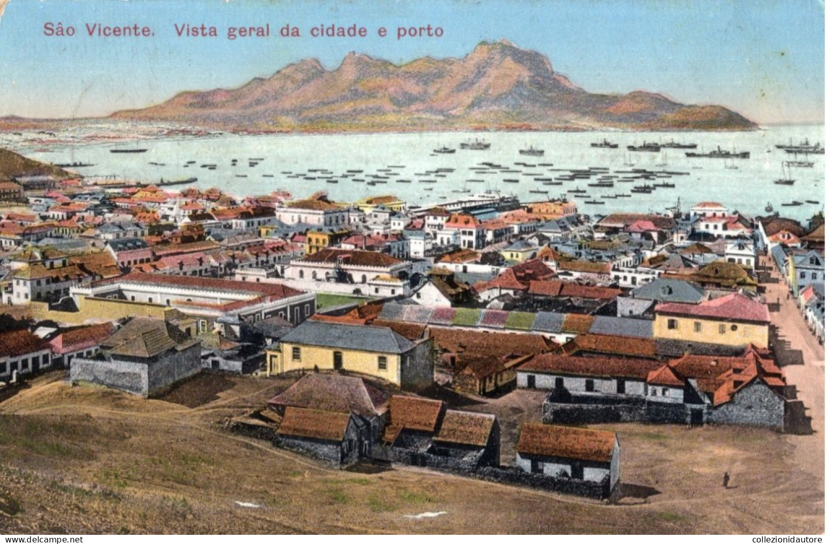 SAO VICENTE - VISTA GERAL DA CITADE E PORTO - CARTOLINA FP SPEDITA NEL 1913 - Cap Verde