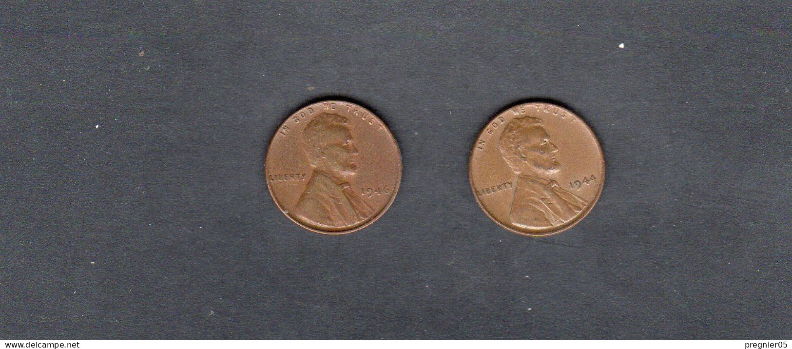 USA - Lot 2 Pièces 1 Cent "Lincoln - Wheat Penny" 1944/46 TB/F  KM.132 - 1909-1958: Lincoln, Wheat Ears Reverse