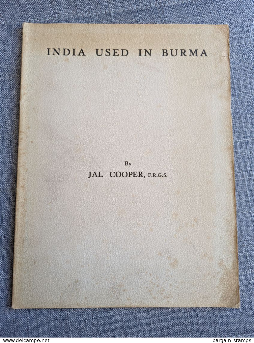 India Used In Burma -  Jal Cooper - Bombay - 1950 - Handbooks