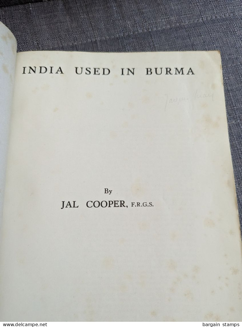 India Used In Burma -  Jal Cooper - Bombay - 1950 - Handbooks