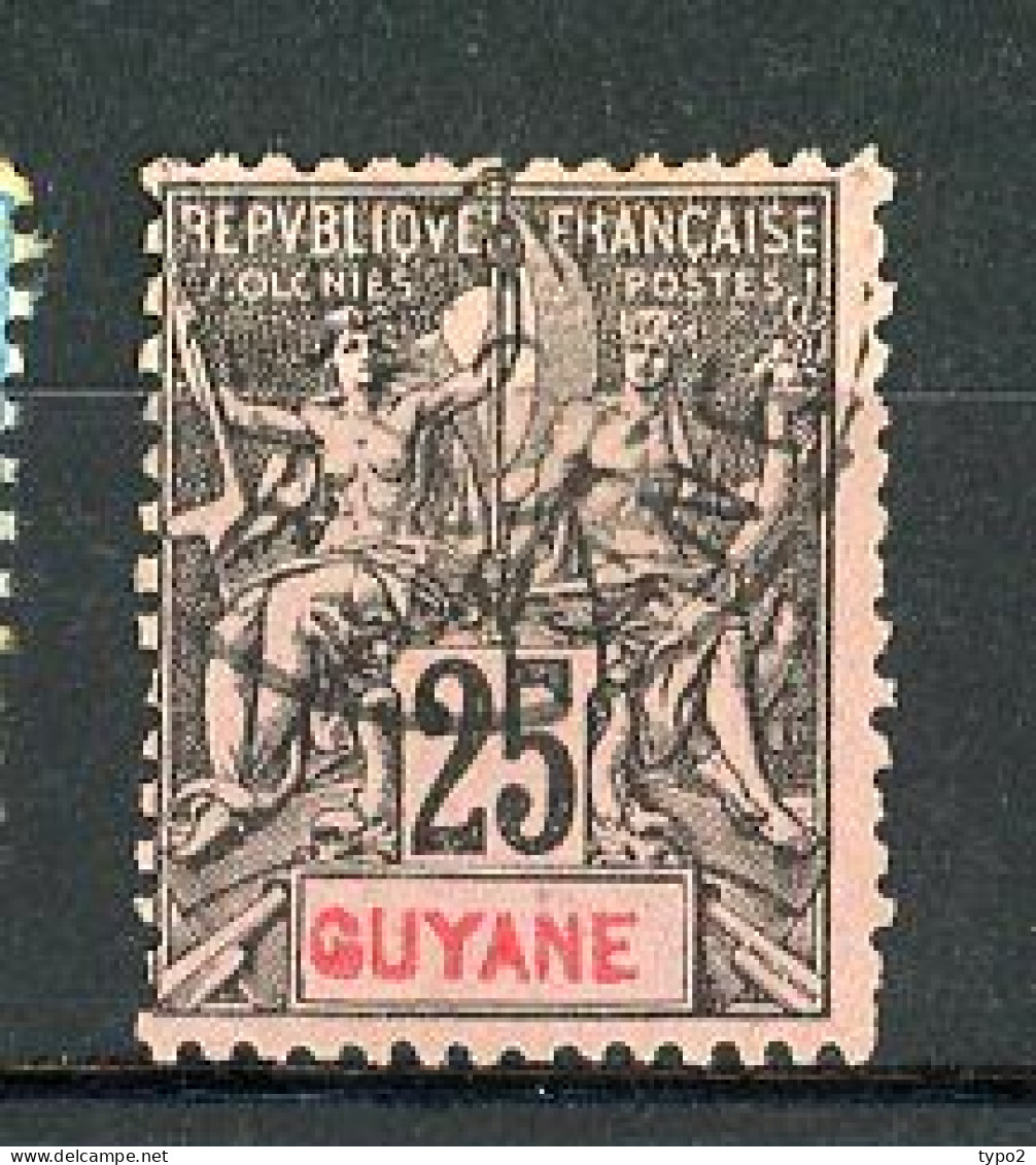 GUYANE - Yv. N° 37  (o)  25c Cote 7 Euro BE R  2 Scans - Gebraucht