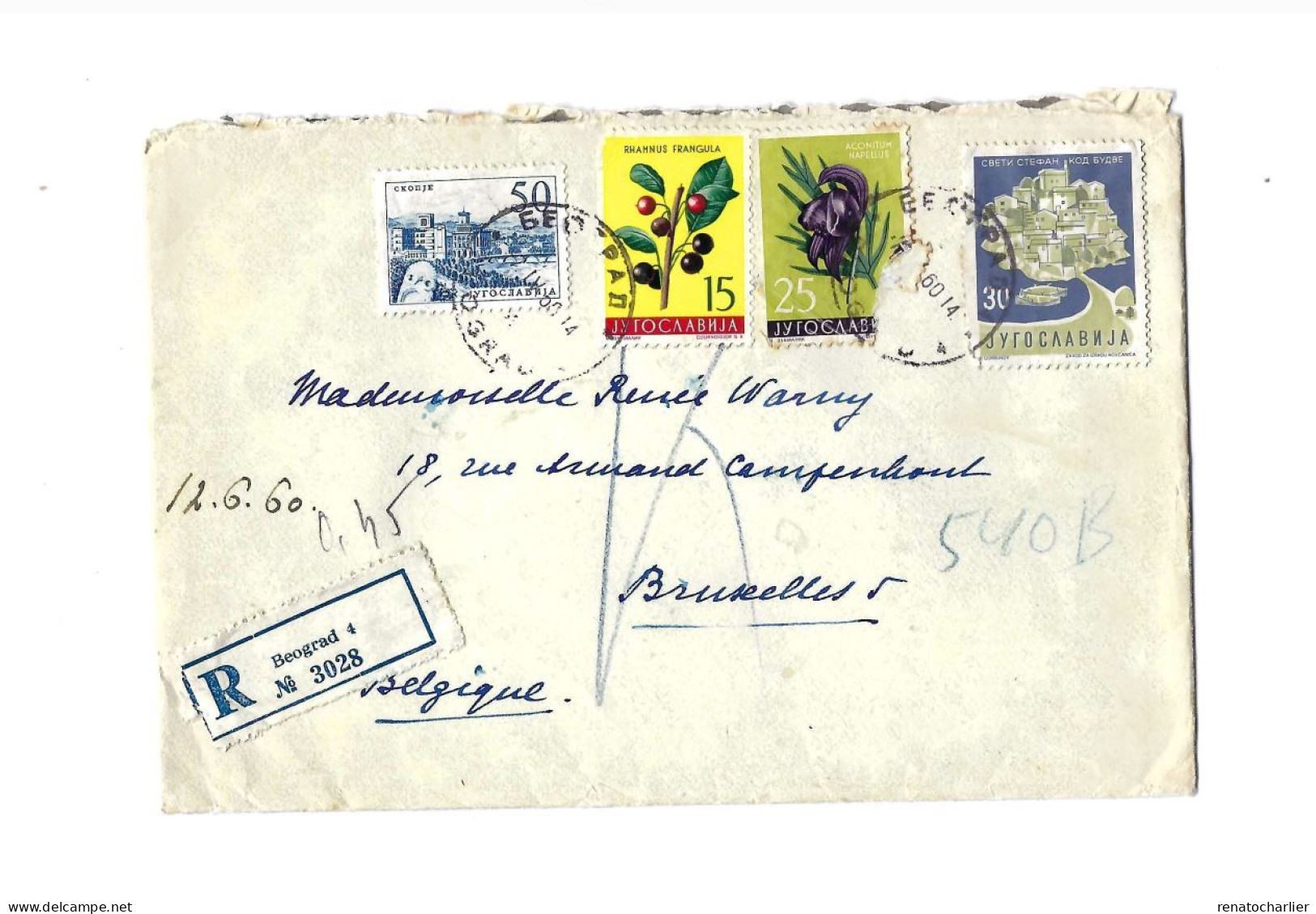 Lettre Recommandée De Belgrade à Bruxelles (Belgique) - Covers & Documents