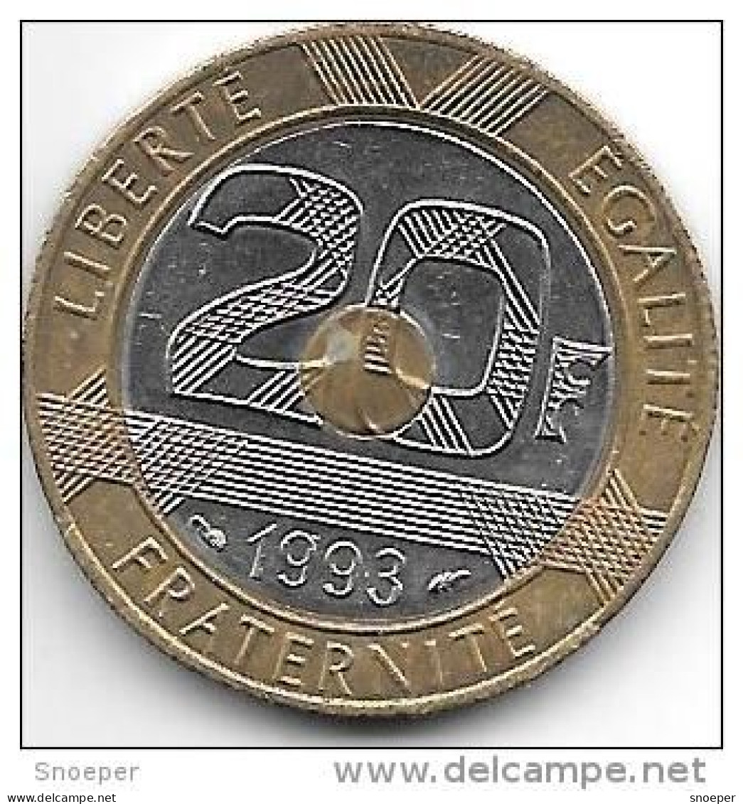 *france  20 Francs  1993  Km 1008.2    Unc - 20 Francs