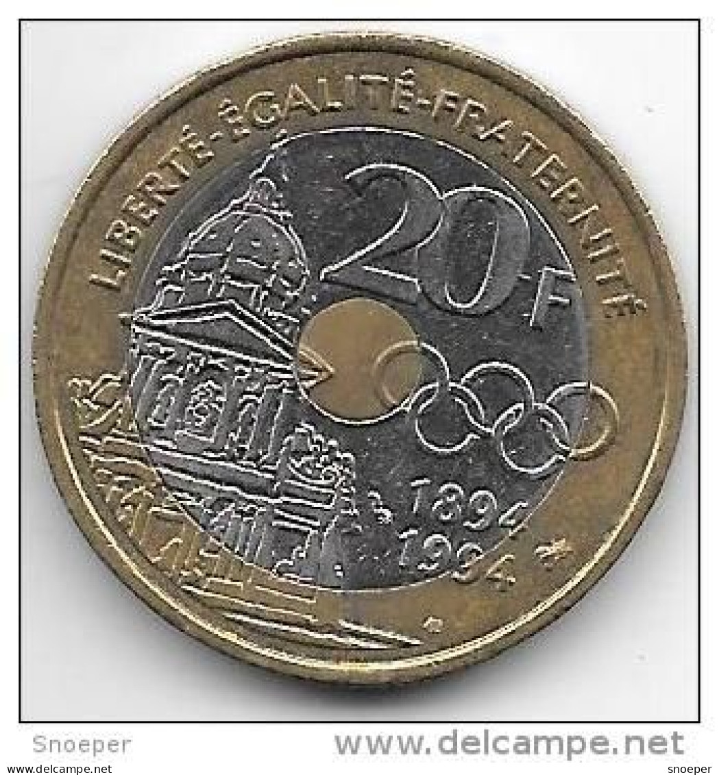 *france  20 Francs  1994  Km 1036    Xf+ - 20 Francs