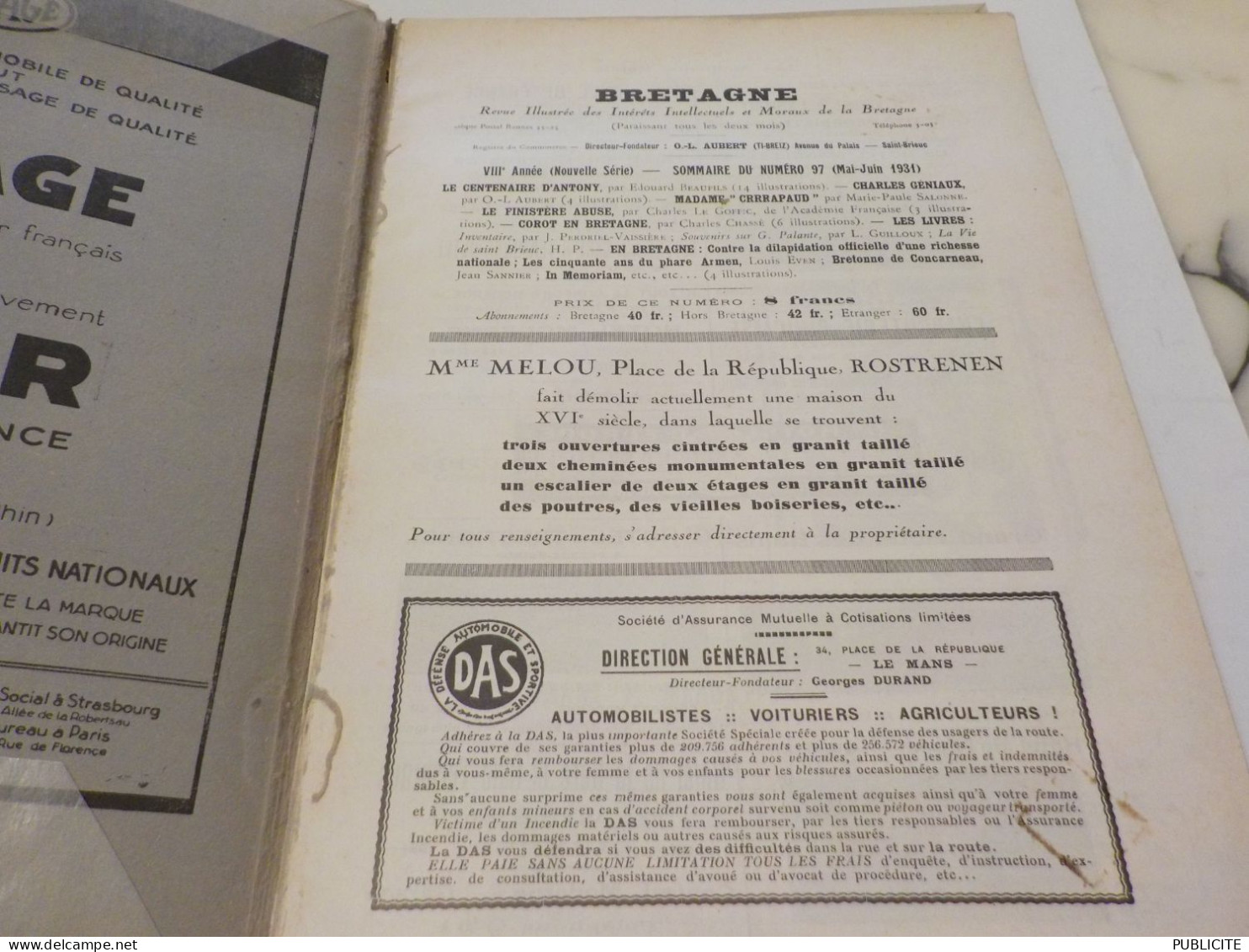 REVUE LA BRETAGNE  AUBERT 1931 - Encyclopédies