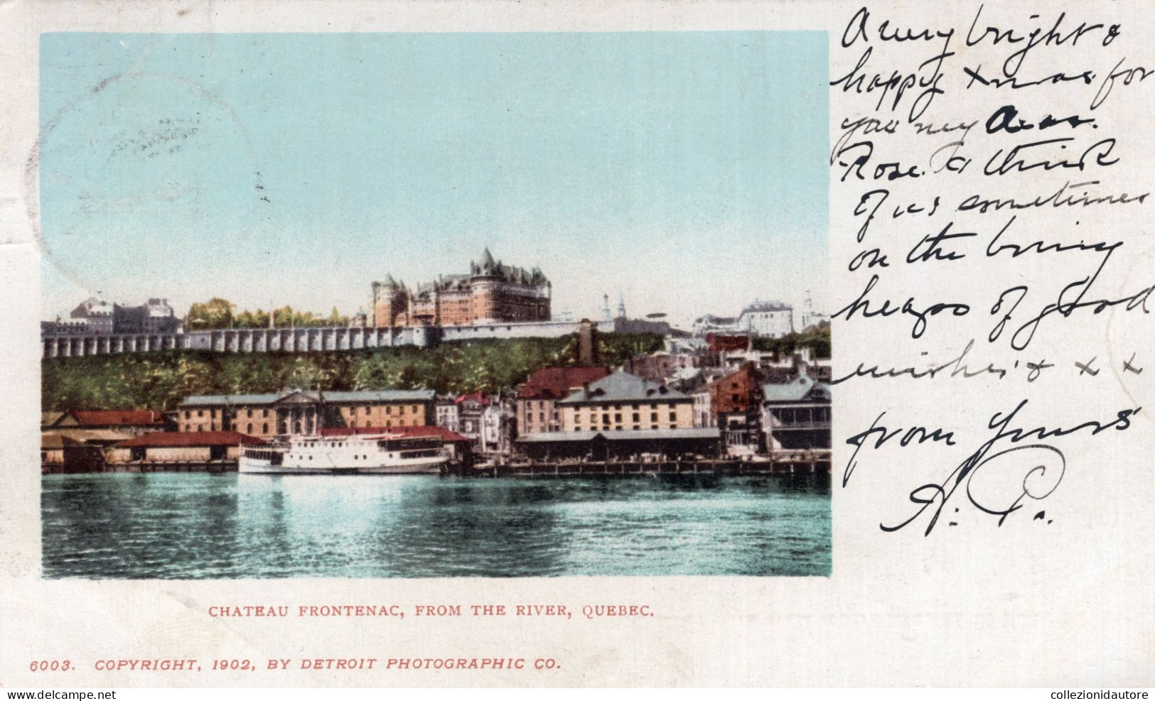 CHATEAU FRONTENAC - FROM THE RIVER - QUEBEC - CARTOLINA FP SPEDITA NEL 1902 - Québec - Château Frontenac