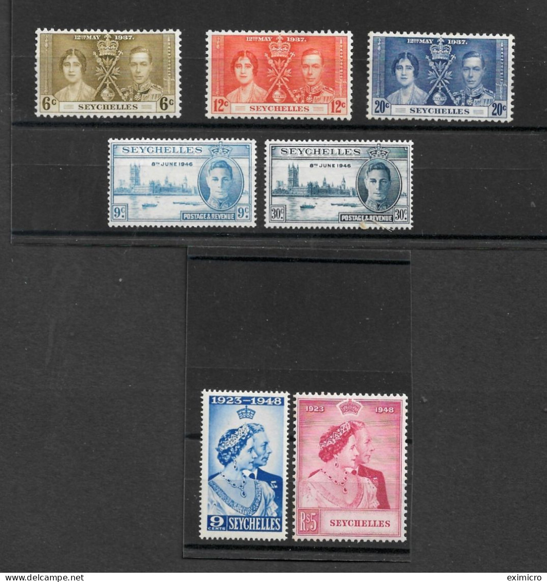 SEYCHELLES 1937 CORONATION, 1946 VICTORY AND 1948 SILVER WEDDING SETS (LIGHTLY) MOUNTED MINT Cat £24+ - Seychelles (...-1976)
