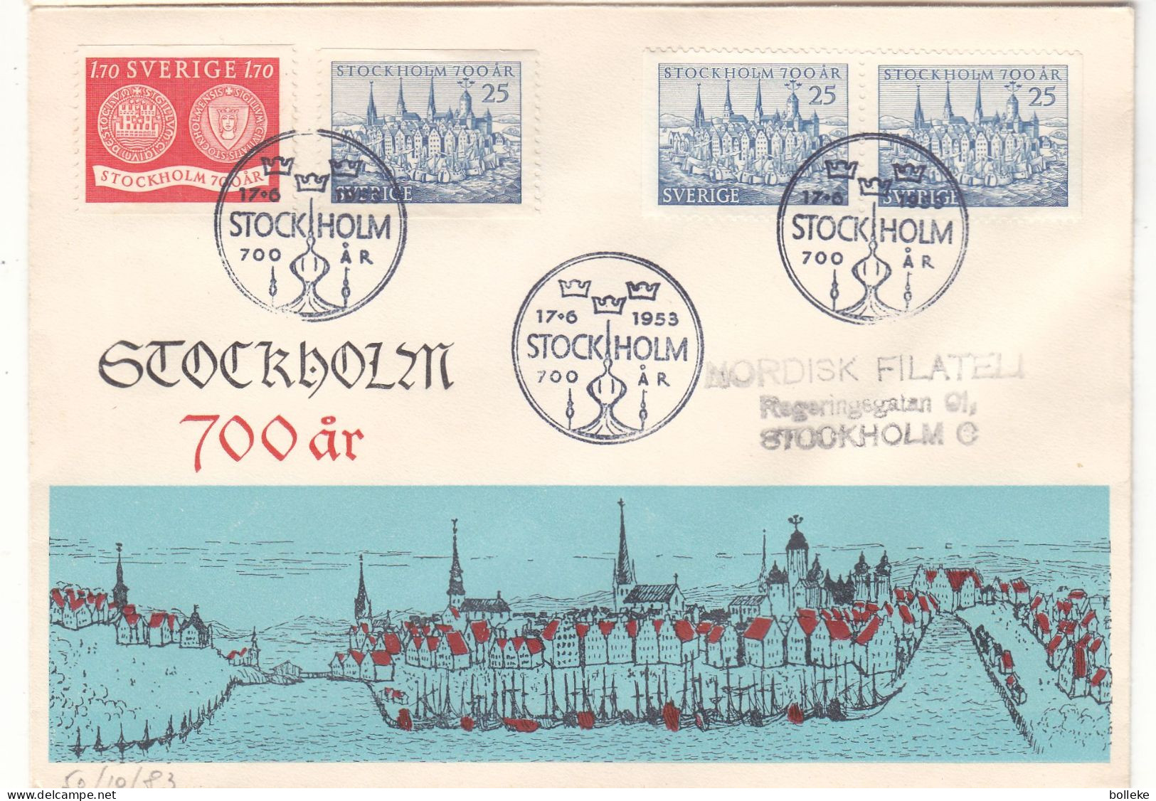 Suède - Lettre De 1953 - Oblit Stockholm - Valeur 400 Sek En .....2005 - Briefe U. Dokumente