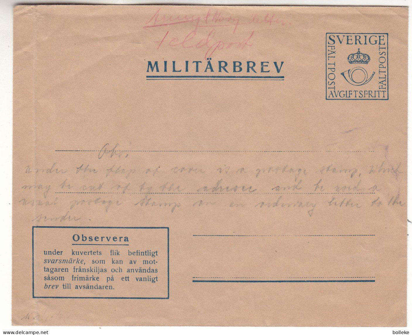 Suède - Lettre Militaire De 1929 ° - GF - Oblit Stockholm - Valeur 400 Sek En .....2005 - Militares