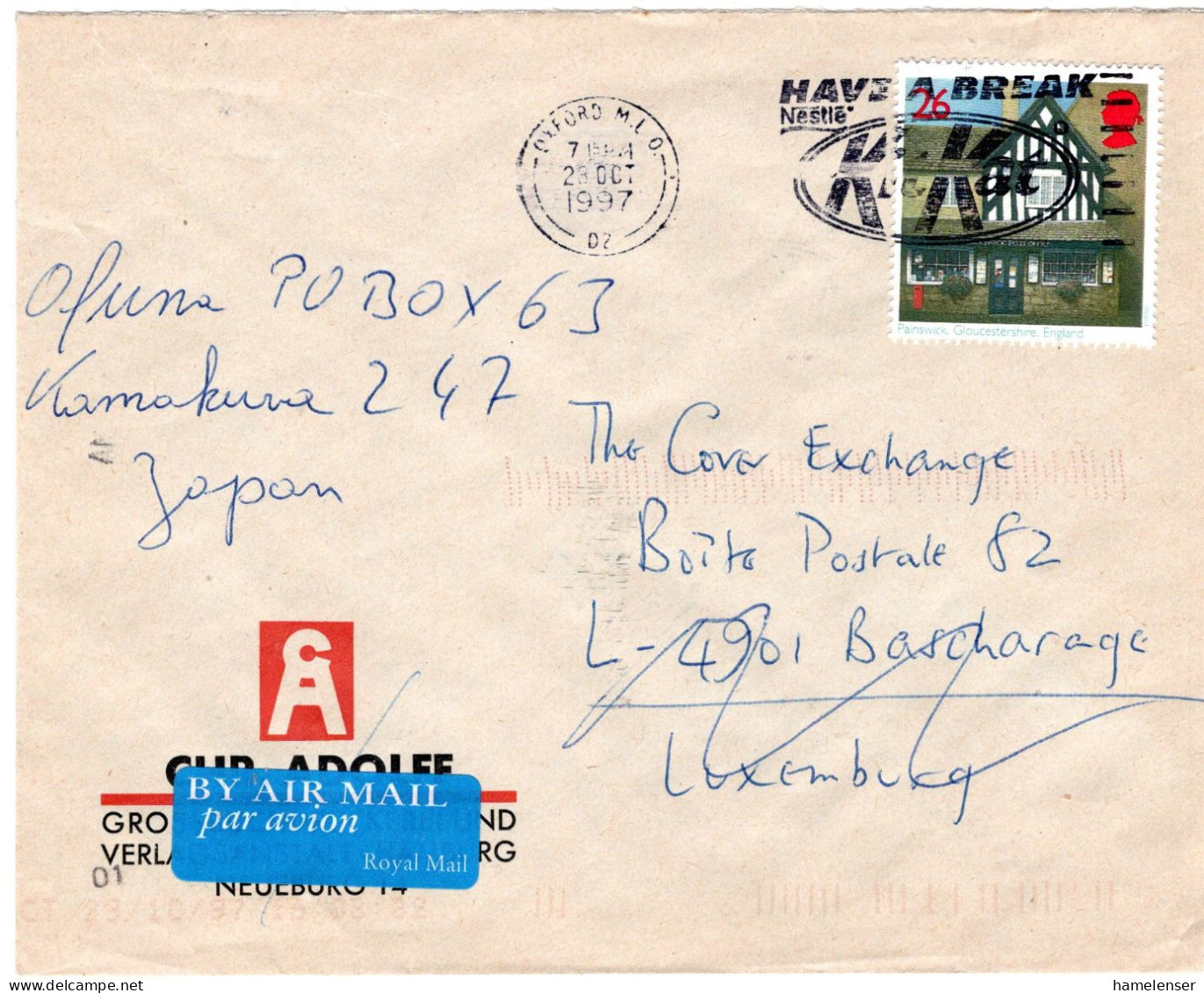 73958 - Grossbritannien - 1997 - 26p Gebaeude EF A LpBf OXFORD - ... -> Luxemburg, Nachges -> Japan - Cartas & Documentos