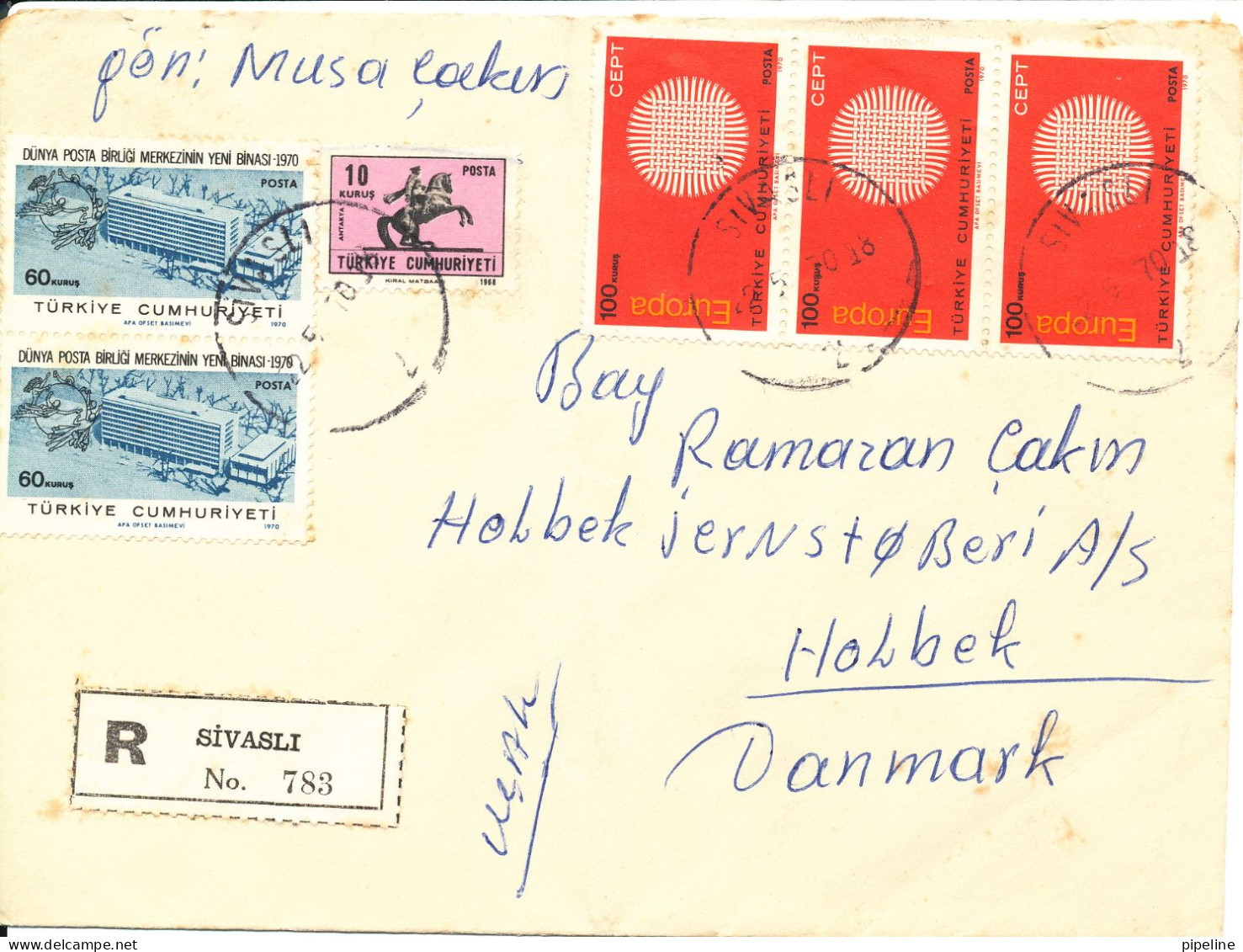 Turkey Registered Cover Sent To Denmark 22-5-1970 Topic Stamps Incl. Europa Cept - Brieven En Documenten