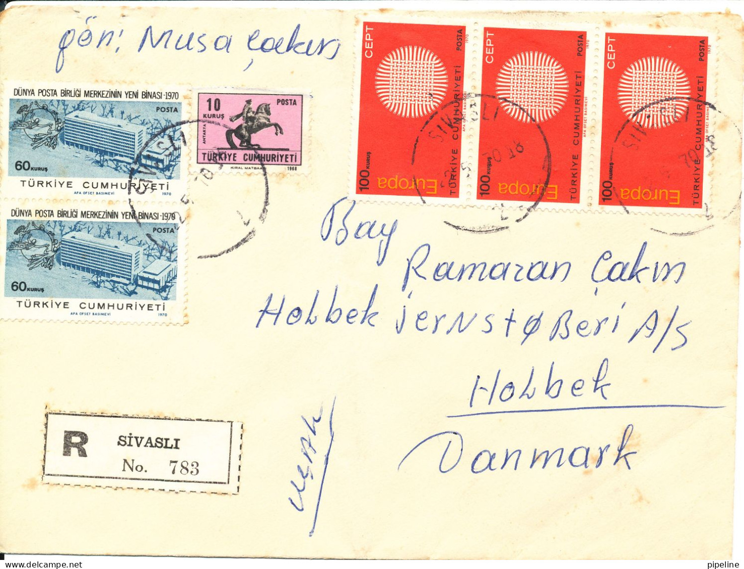 Turkey Registered Cover Sent To Denmark 22-5-1970 Topic Stamps Incl. Europa Cept - Storia Postale