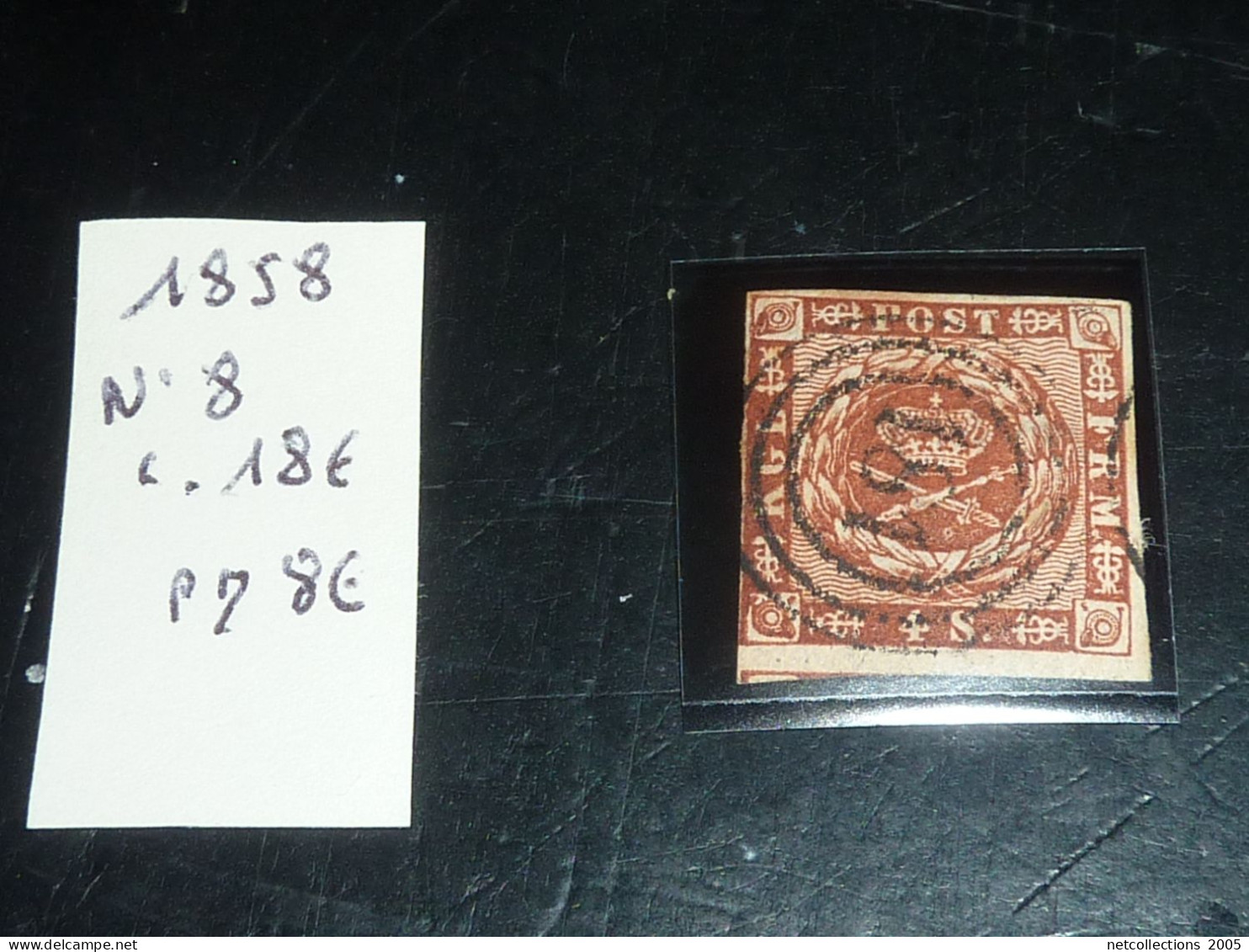 DANEMARK 1858 N°8 - Oblitéré (CV) - Used Stamps