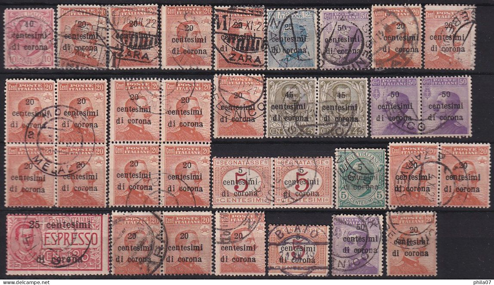 ITALY - DALMATIA - Italian Occupation Of Dalmatia, Lot Of Cancelled Stamps, All Croatian Places / 1 Scan - Dalmatie