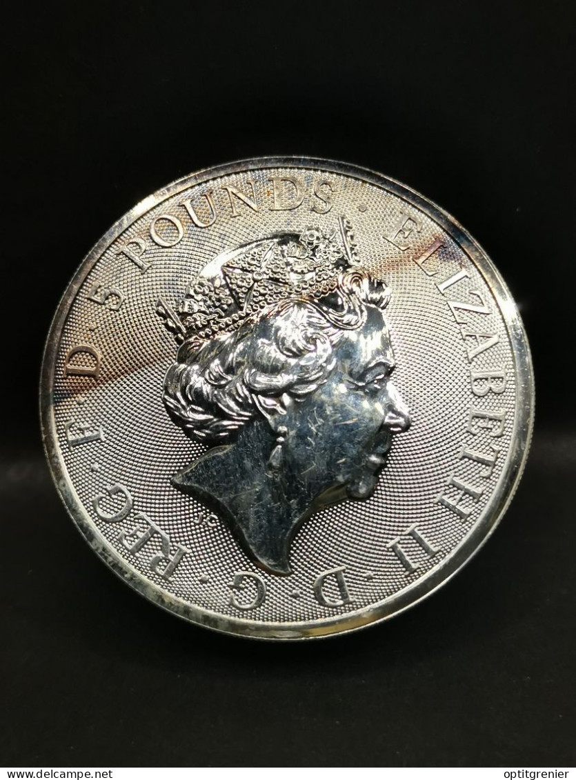 5 POUNDS ARGENT 2019 YALE OF BEAUFORT ROYAUME UNI / 2 OZ SILVER 9999 / PATINE & SANS CAPSULE - 5 Pond