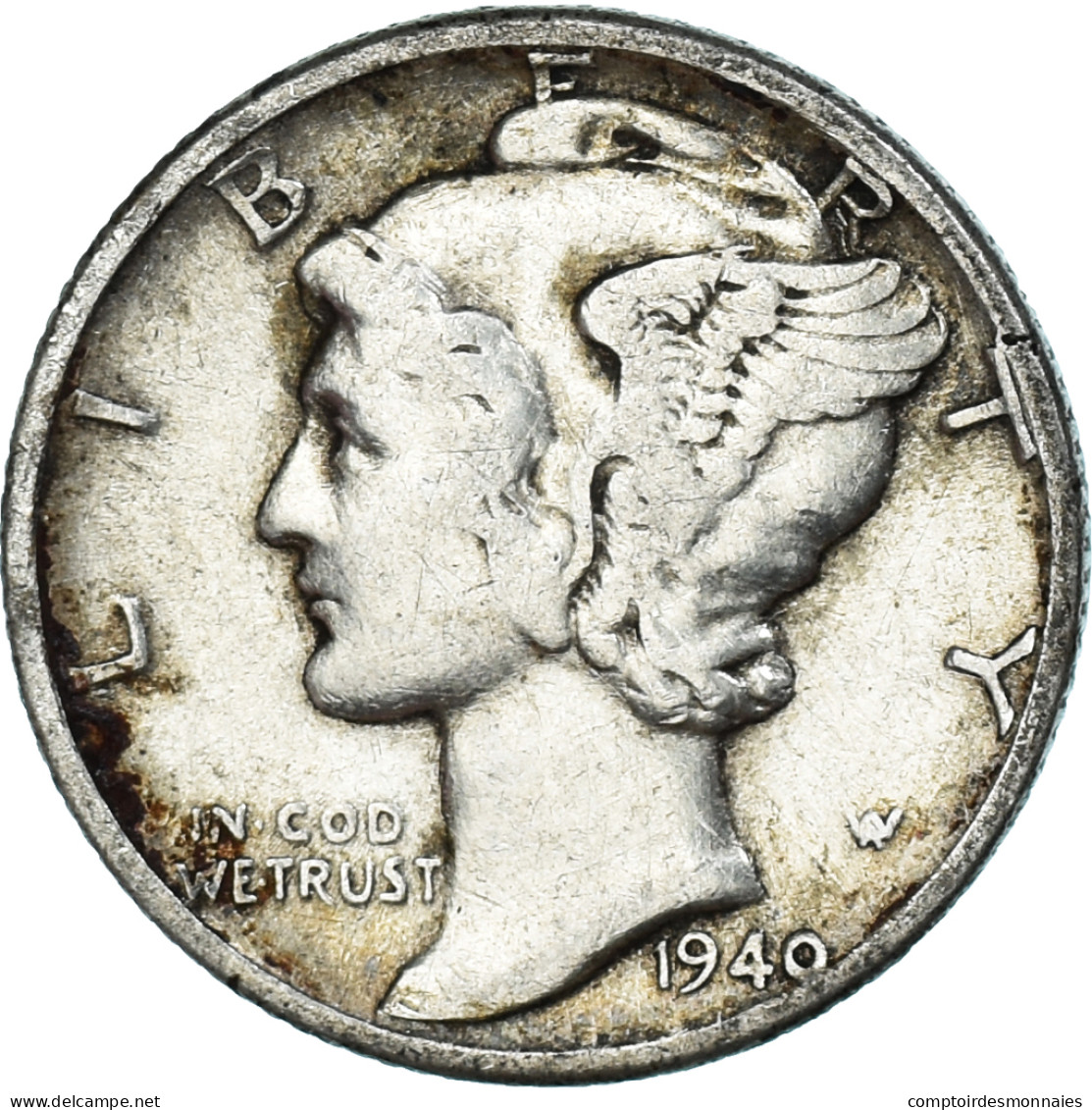 Monnaie, États-Unis, Dime, 1940 - 1916-1945: Mercury (kwik)