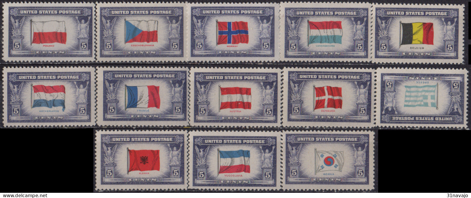 ETATS UNIS D'AMERIQUE - Drapeaux Des Pays Occupés - Unused Stamps