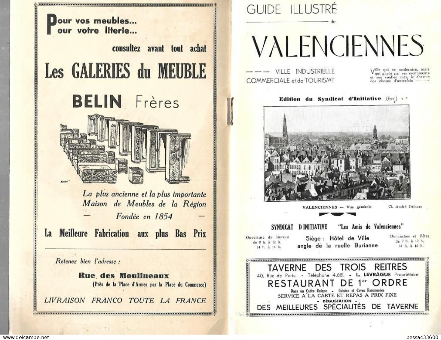 Guide Illustré Valenciennes  BR BE édition Syndicat D’Initiative Valenciennes Années 50/60  Couverture Illustrée NB - Picardie - Nord-Pas-de-Calais