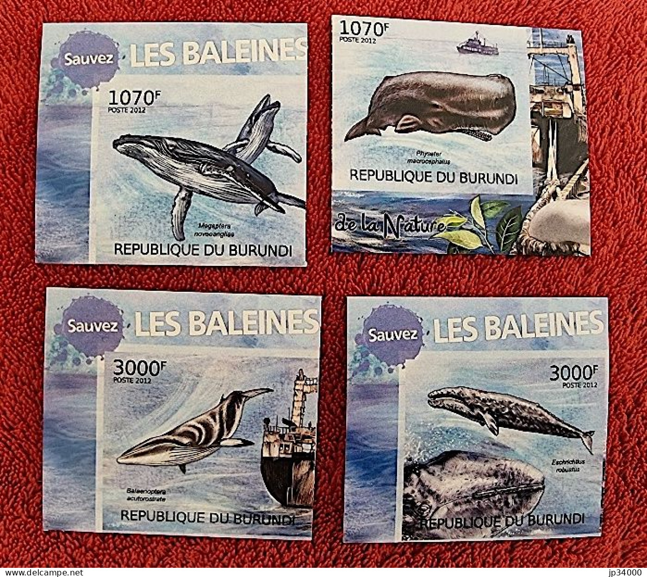 BURUNDI Mammiferes Marins, Baleines, Baleine. Yvert N°1798/1801 Non Dentelé.** Neuf Sans Charnière (MNH) - Baleines