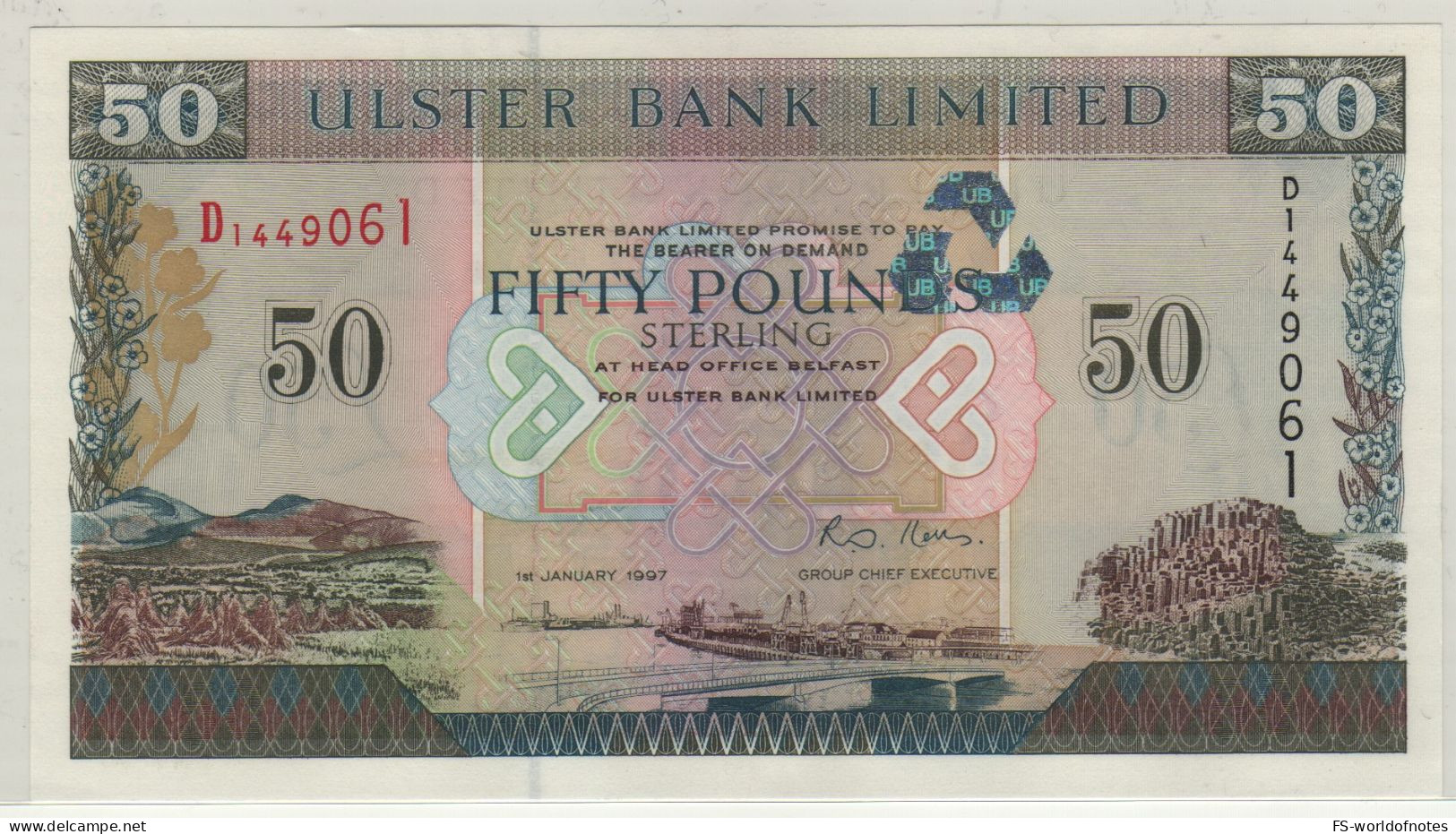 Northern IRELAND  £50  Pounds  P338  ULSTER Bank  Dated  01.07.19 ( Landscape Belfast At Front ) - 50 Pounds