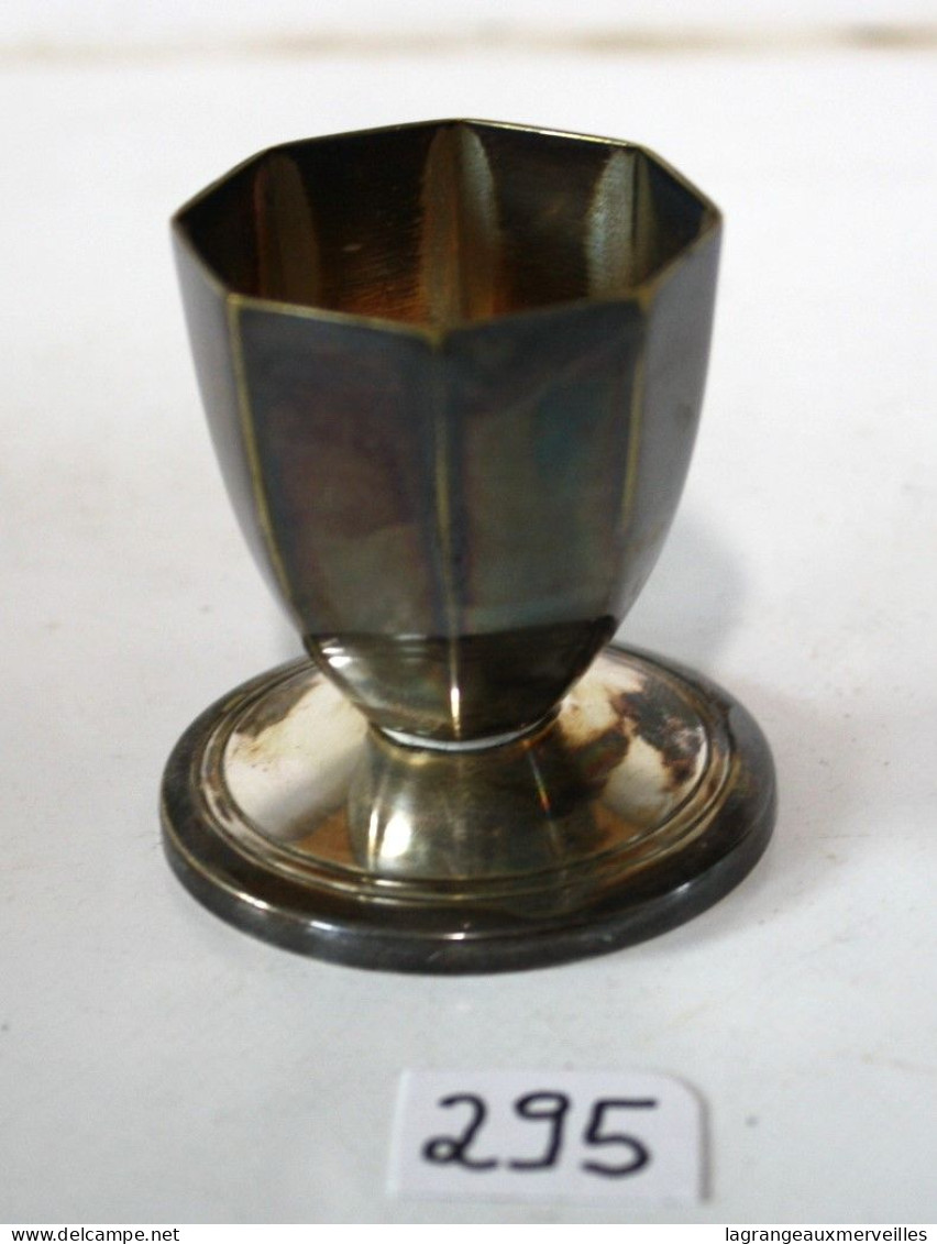 C295 Ancien Coquetier En Métal Argenté - Art Deco - Egg Cups