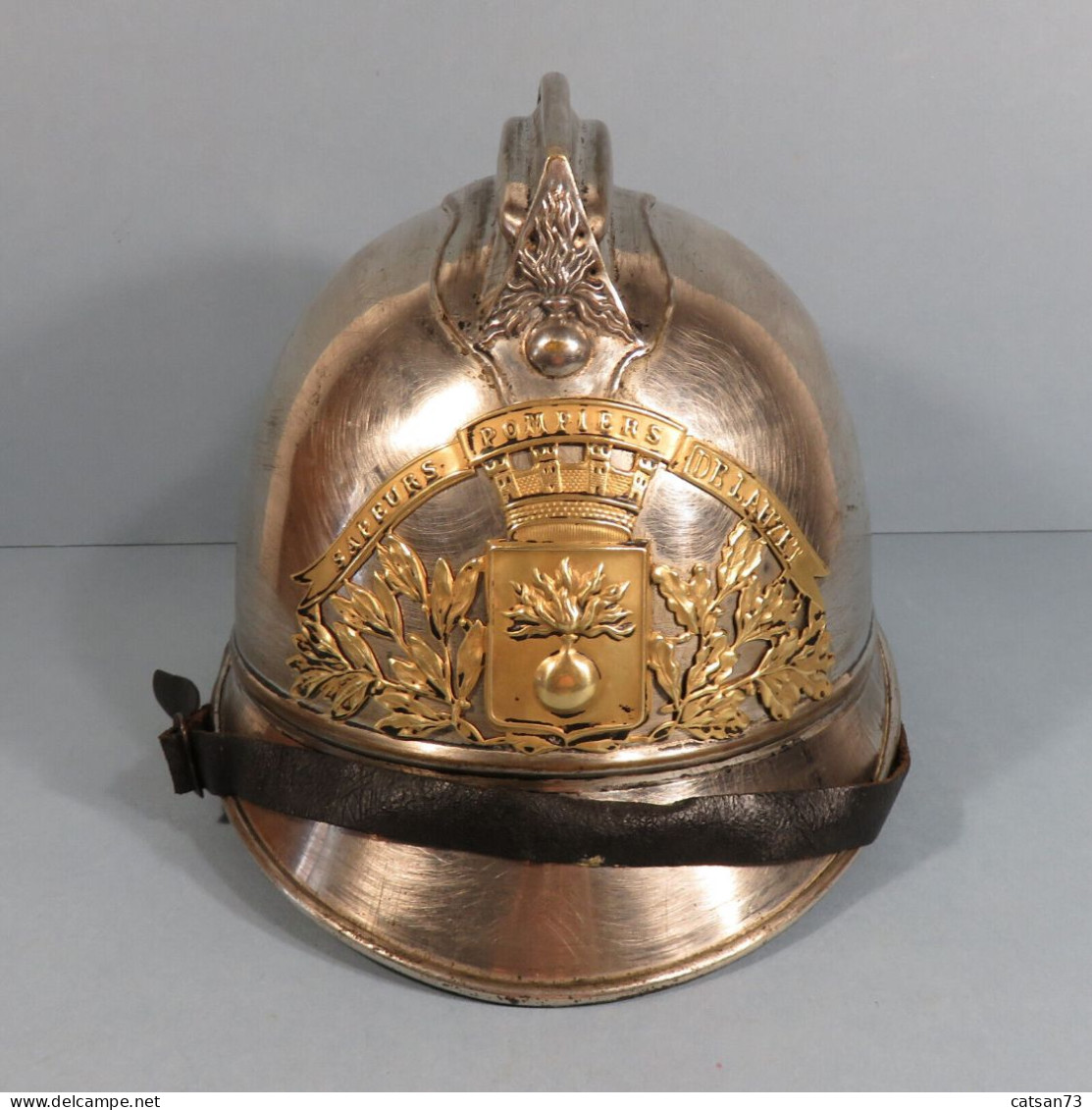 CASQUE D'OFFICIER DES SAPEURS POMPIERS AVEC PLAQUE VILLE DE LAUZET 1900 1895 - Headpieces, Headdresses