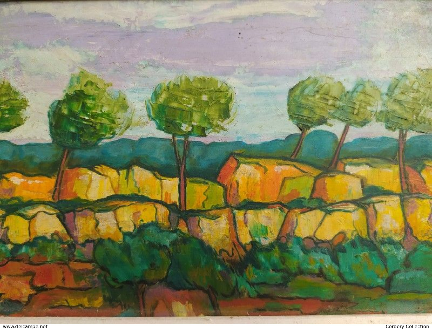 Tableau Peinture à L'Huile Sur Panneau D'Isorel /Paysage Rocheux Et Arboré Signé P. E. Florent. - Oils