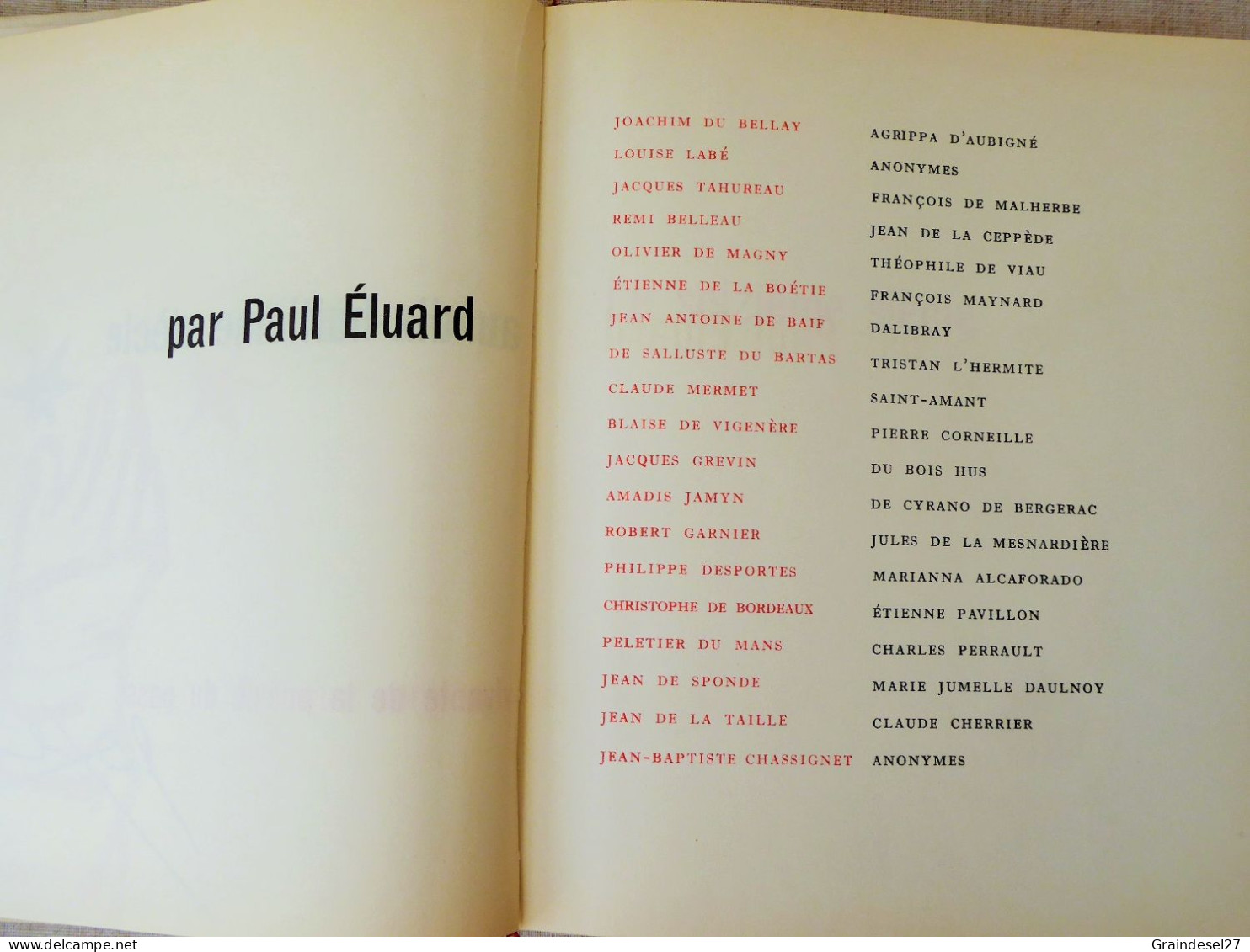 Anthologie de la poésie du passé, le XVI e siècle  de Paul Eluard, numéroté, édition Le Club français du livre 1954