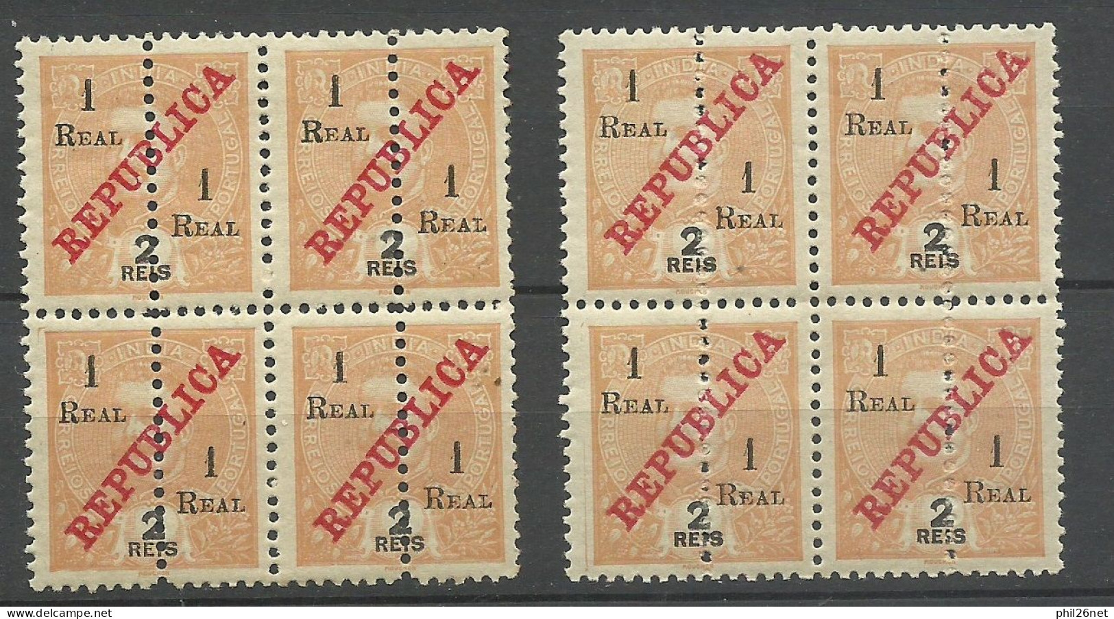 Inde Portugaise 2 Blocs De 4 Du N° 280 Dont Un Avec Perforation Fautée  Neufs * *     B/TB   Voir Scans   Soldé ! ! ! - Portugees-Indië