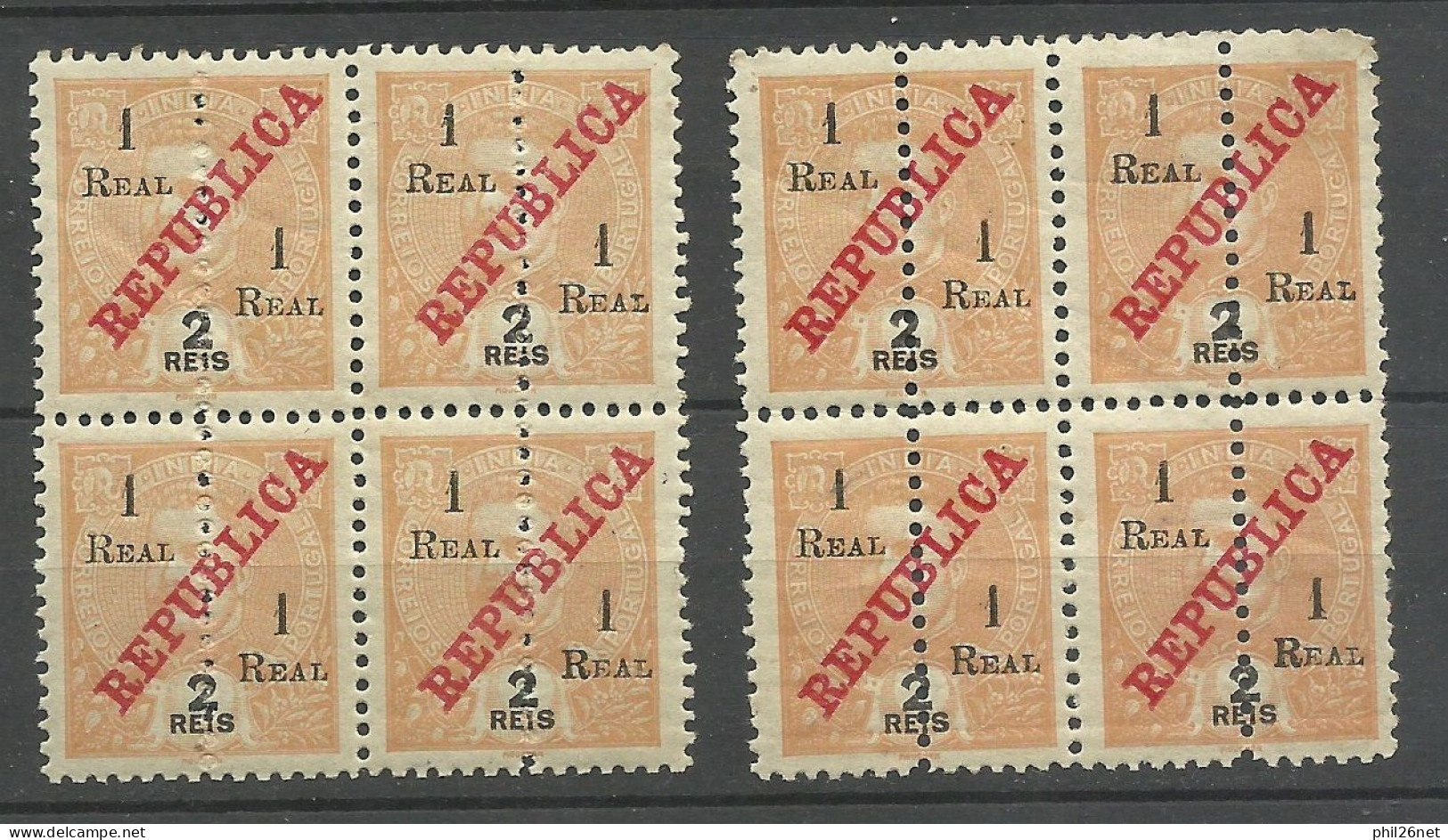 Inde Portugaise 2 Blocs De 4 Du N° 280 Dont Un Avec Perforation Fautée  Neufs * *   B/TB (1 AB) Voir Scans   Soldé ! ! ! - India Portoghese