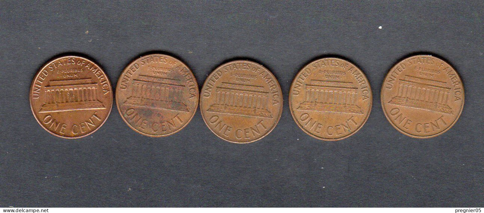 USA - Lot 5 Pièces 1 Ct "Lincoln Memorial Penny" 1965/66/67/71/78 TTB/VF  KM.201 - 1959-…: Lincoln, Memorial Reverse