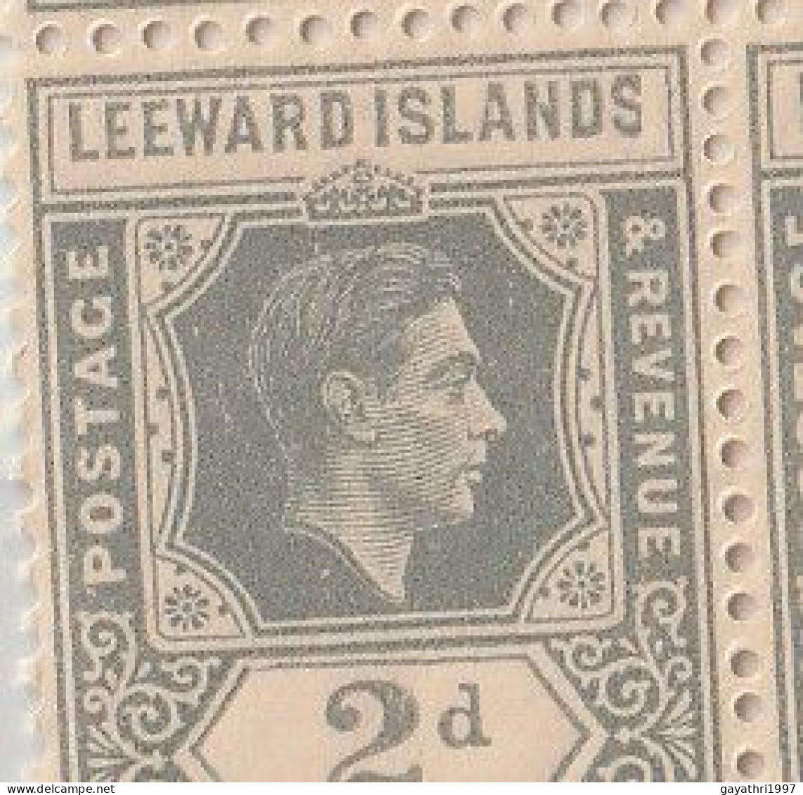 Leeward Islands 1938-42 King George VI Th  SG 103 A ERROR AND VARITYS  Slate -Grey Block Of 8 (sh57) - Leeward  Islands