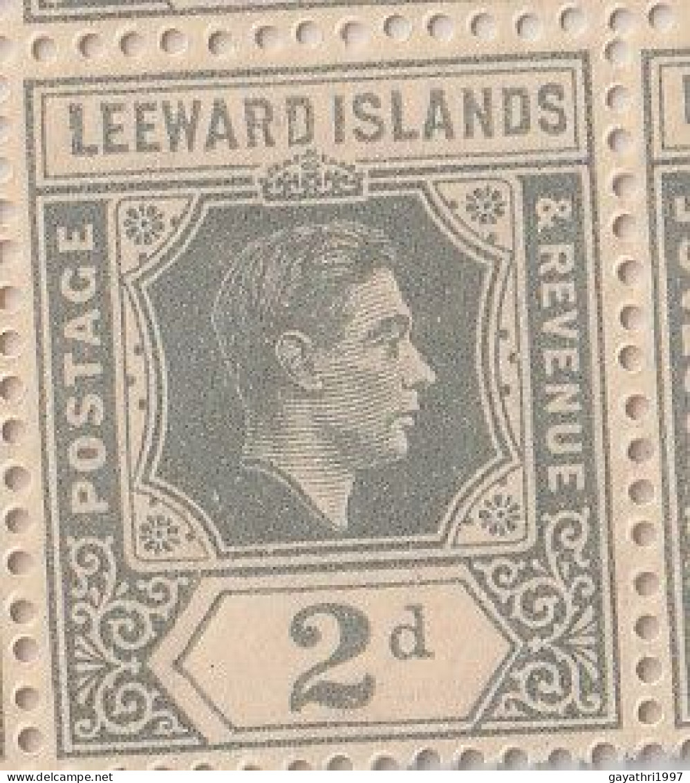 Leeward Islands 1938-42 King George VI Th  SG 103 A ERROR AND VARITYS  Slate -Grey Block Of 8 (sh57) - Leeward  Islands