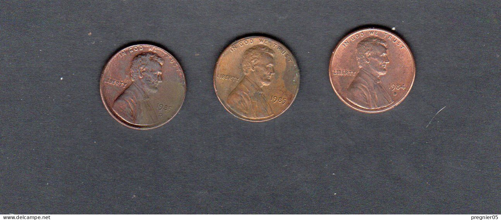 USA - Lot 3 Pièces 1 Cent Lincoln Memorial Penny 1984D/85/85D TB/F  KM.132 - 1959-…: Lincoln, Memorial Reverse