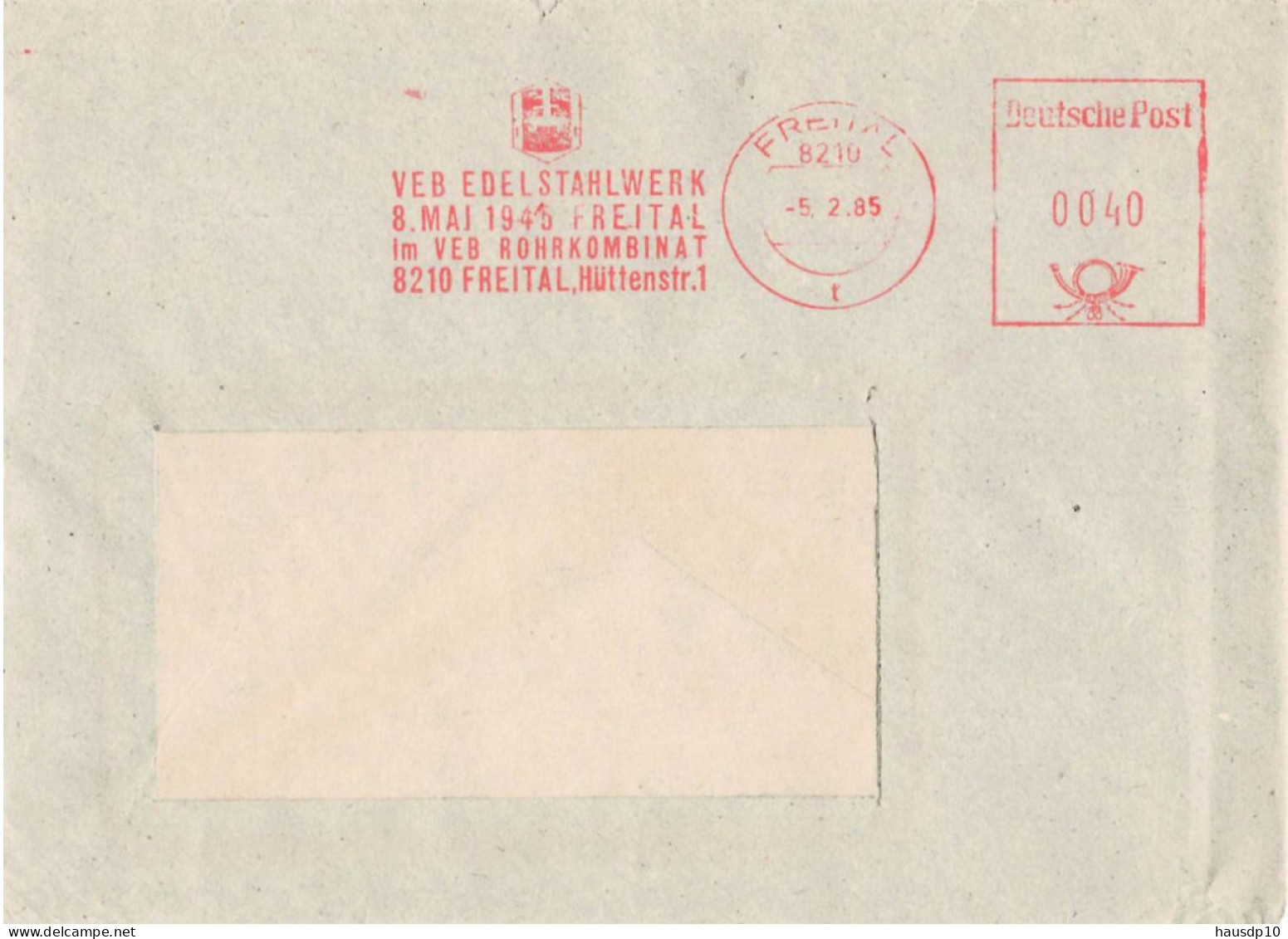 DDR Brief VEB Edelstahlwerk 8.Mai 1945 Freital VEB Rohkombinat 1985 - Maschinenstempel (EMA)