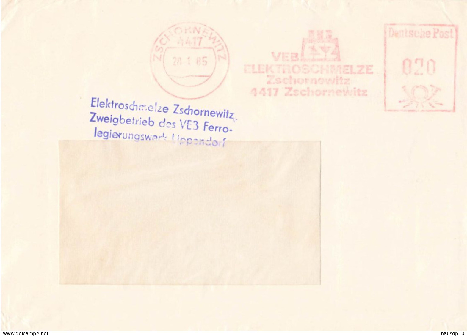 DDR Brief VEB Elektroschmelze Zschornewitz 1985 - Franking Machines (EMA)