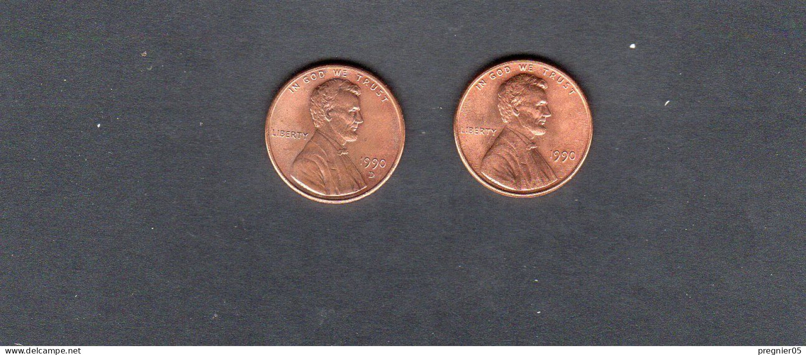 USA - Lot 2 Pièces 1 Cent Lincoln Memorial Penny 1990/90D SPL/AU  KM.201a - 1959-…: Lincoln, Memorial Reverse