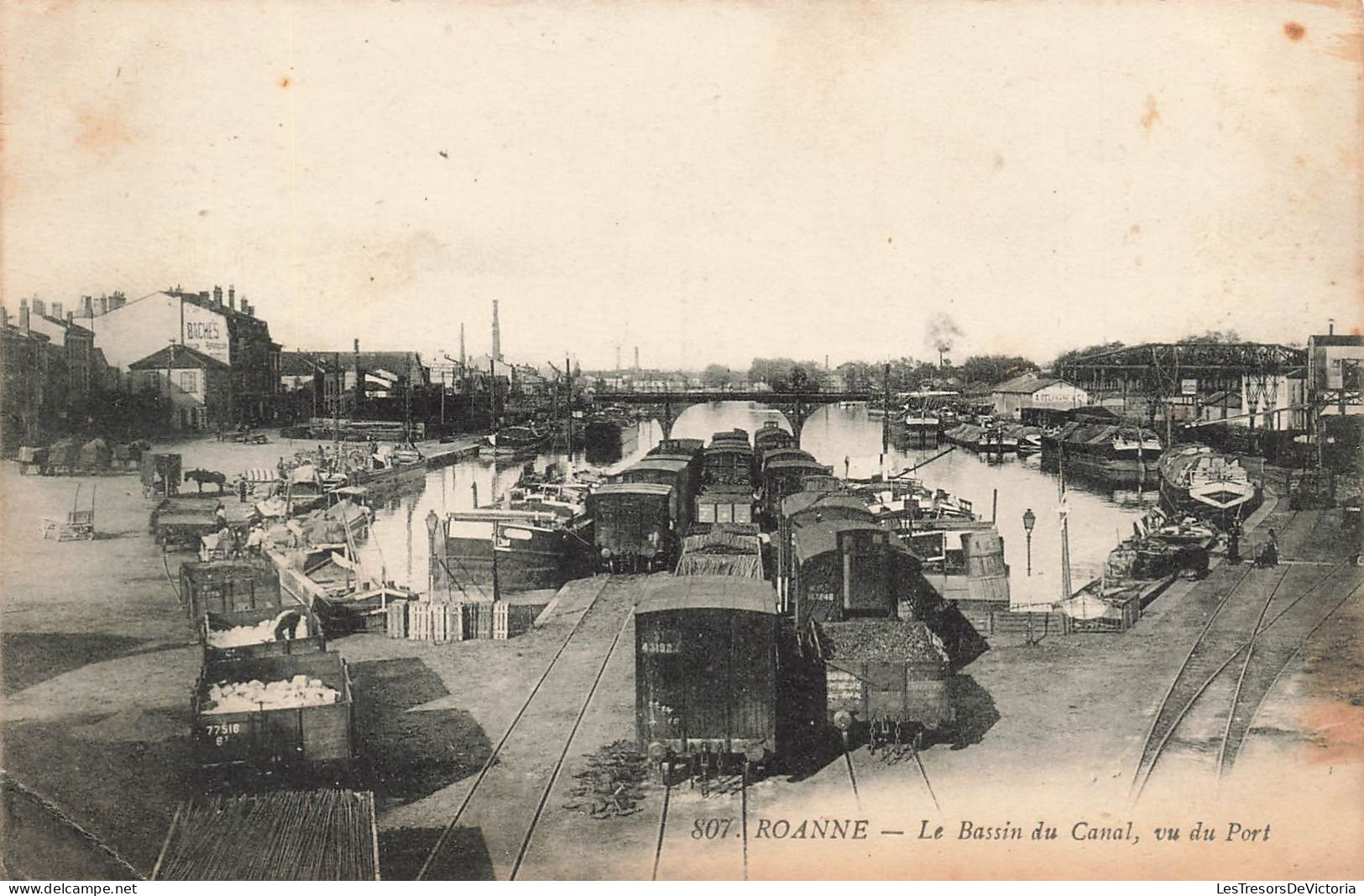 FRANCE - Roanne - Le Bassin Du Canal - Vu Du Port - Carte Postale Ancienne - Roanne