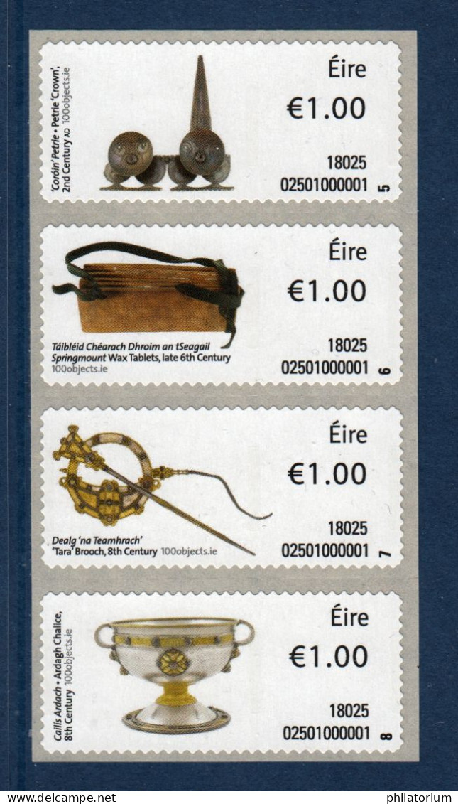 EIRE Ireland Irlande, **, Yv D 97, 98, 99, 100, Mi ATM 97 à 100, SG M 93, 94, 95, 96, Archéologie, - Franking Labels