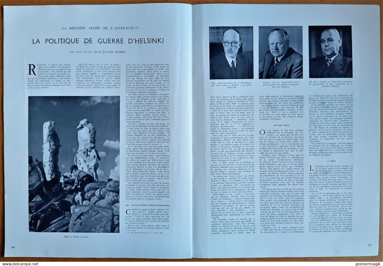 France Illustration N°19 09/02/1946 USA/Italie/Greenock/Cabinet Félix Gouin/Gaston Chopard/Finlande/ONU à Londres