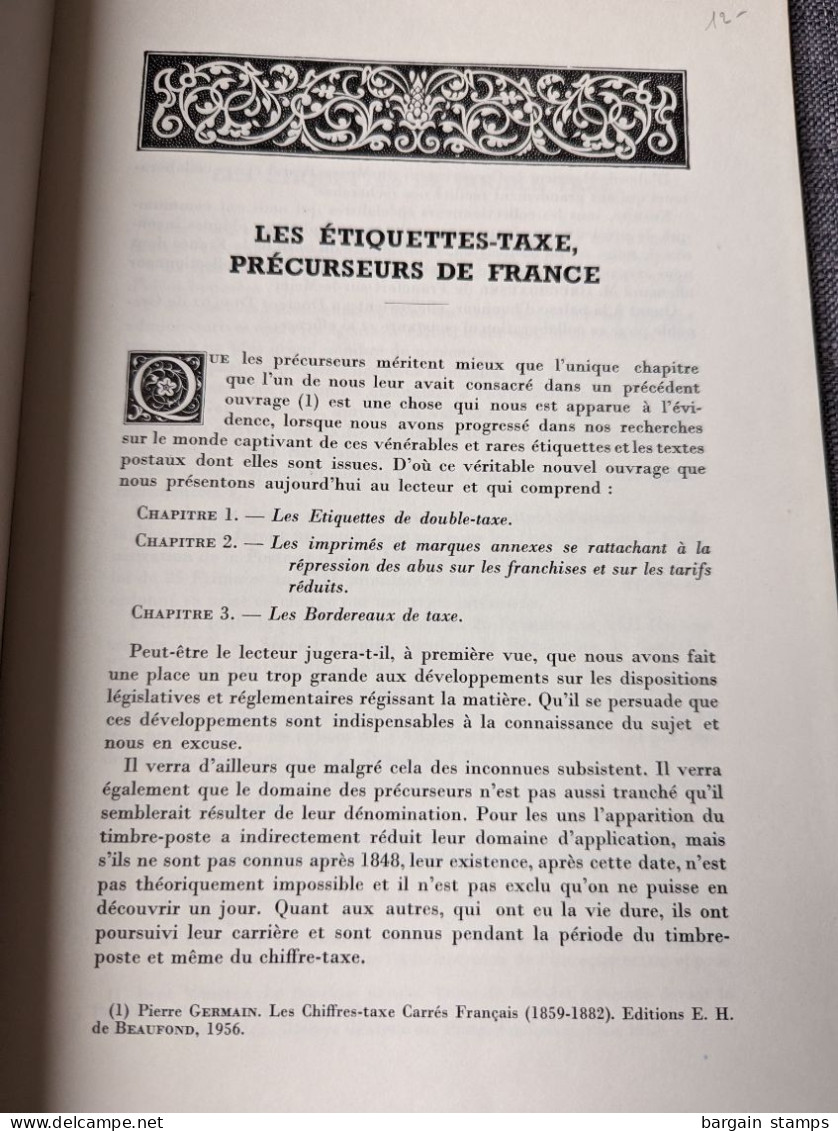 Les étiquettes-taxe, Précurseurs De France -	P. Germain Et G. Dreyfuss - N°92 Sur 100 - 1960 - Handboeken