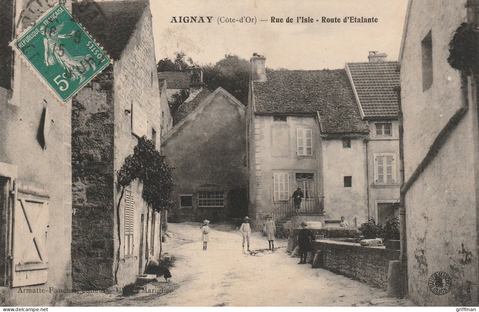 AIGNAY LE DUC RUE DE L'ISLE ROUTE D'ETALANTE 1915  TBE - Aignay Le Duc