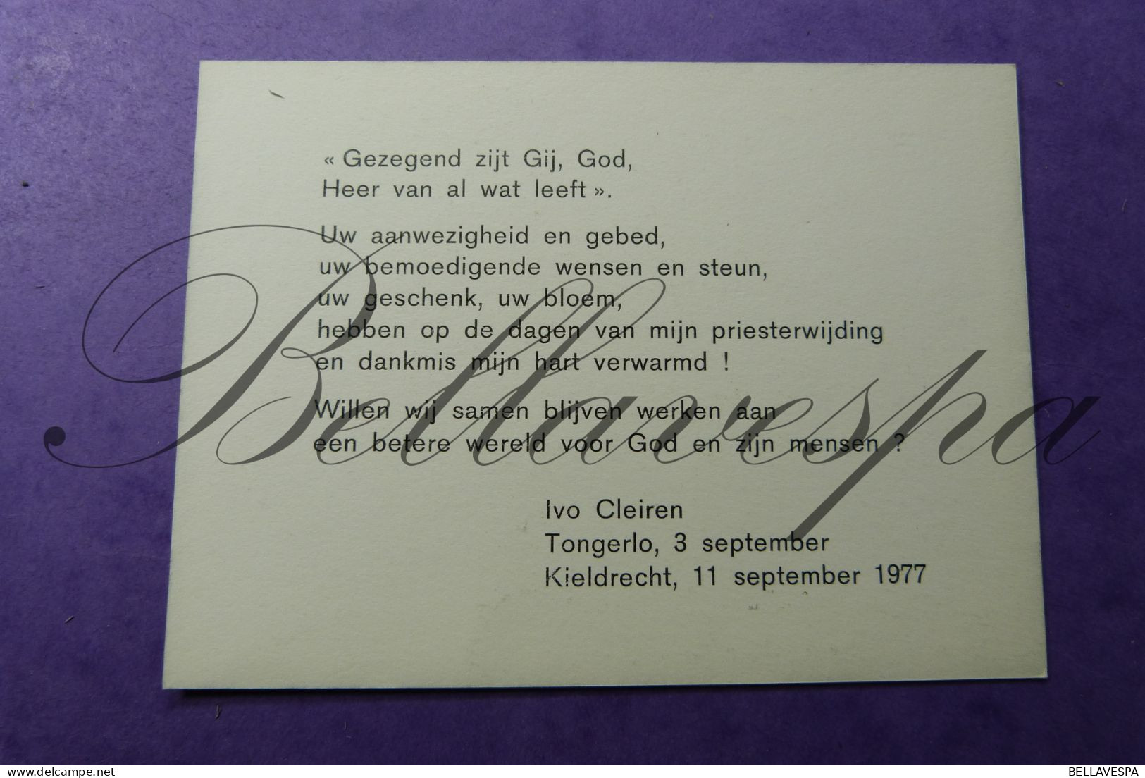 Ivo CLEIREN Priester Pastoor Tongerloo En Kieldrecht 1977 - Images Religieuses