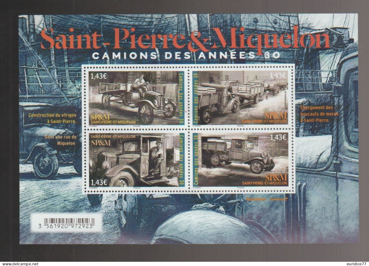 Saint Pierre & Miquelon 2022 - Bloc - Camions Des Annees 30 Bloc Mnh** - Unused Stamps