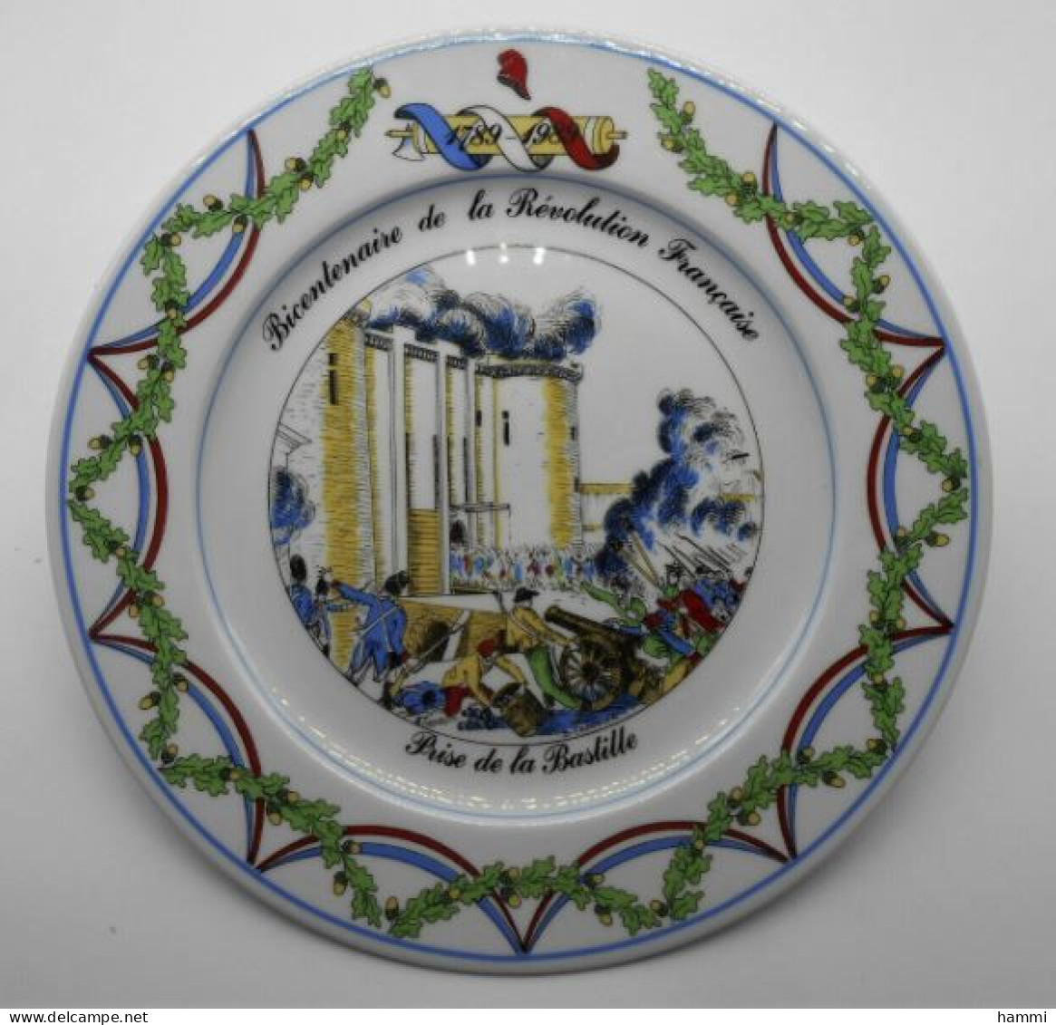 Assiette Bicentenaire Révolution Française Prise De La Bastille En Porcelaine Apilco Styliste Bernadette Frappier - Borden