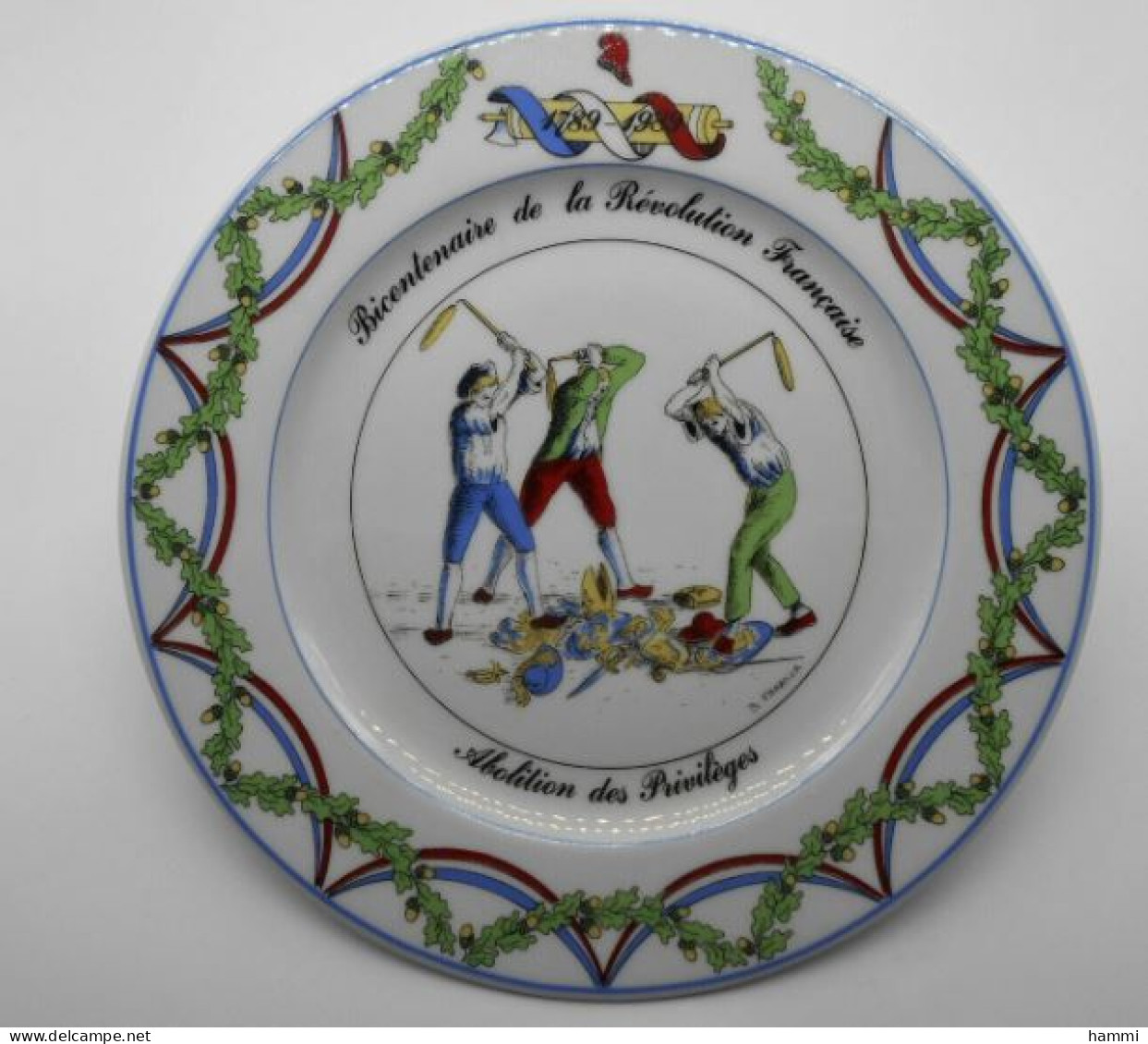 Assiette Bicentenaire Révolution Française Abolition Des Privilèges En Porcelaine Apilco Styliste Bernadette Frappier - Assiettes